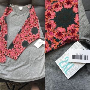 LulaRoe Randy 2XL Red floral and gray
